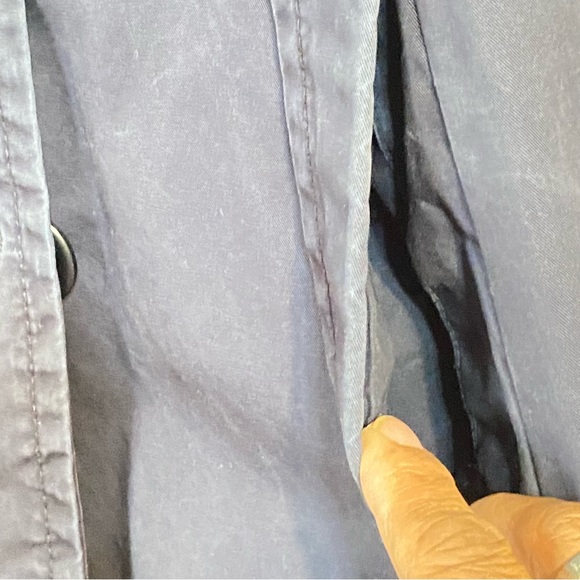 Banana Republic Trenchcoat Navy Blue Double Breasted size Petite Large - Picture 6 of 14